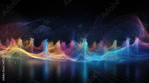 Futuristic Quantum Particle Symphony, Vibrant Particles Converging in a Technological Ballet