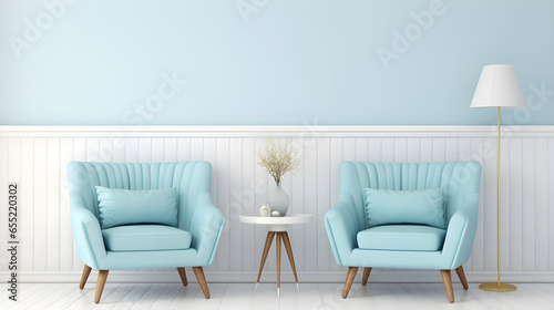 Blue and white armchair