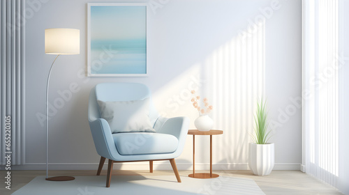 Blue and white armchair