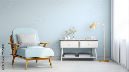 Blue and white armchair