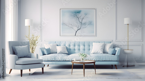Blue in pastel colors couch