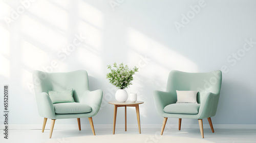 Green and white armchair