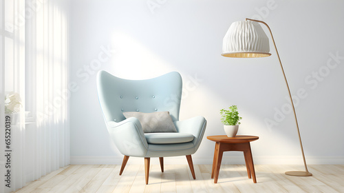 Blue and white armchair