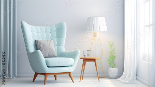 Blue and white armchair