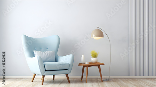 Blue and white armchair