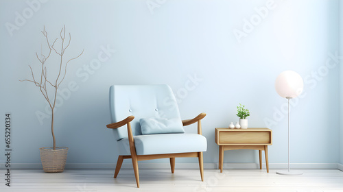 Blue and white armchair