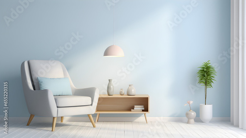 Blue and white armchair