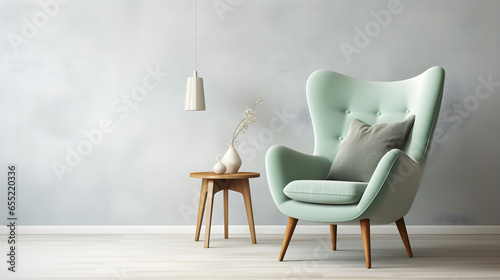 Green and white armchair