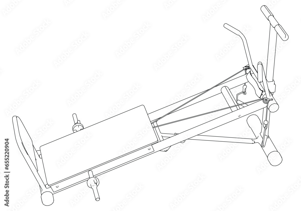 House fit total trainer. Gym equipment on white background vector illustration. Different fitness equipment for muscle building. Workout and training concept. House fit total trainer. Gym equipment on white background vector illustration. Different fitness equipment for muscle building. Workout and training concept.