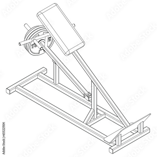 incline lever row. Fitness, cardio, and muscle building machines, equipments set at gym. Workout and training concept. Vector illustration.
