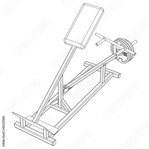 incline lever row. Fitness, cardio, and muscle building machines, equipments set at gym. Workout and training concept. Vector illustration.