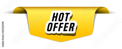 Colorful vector flat design banner hot offer. This sign is well adapted for web design.