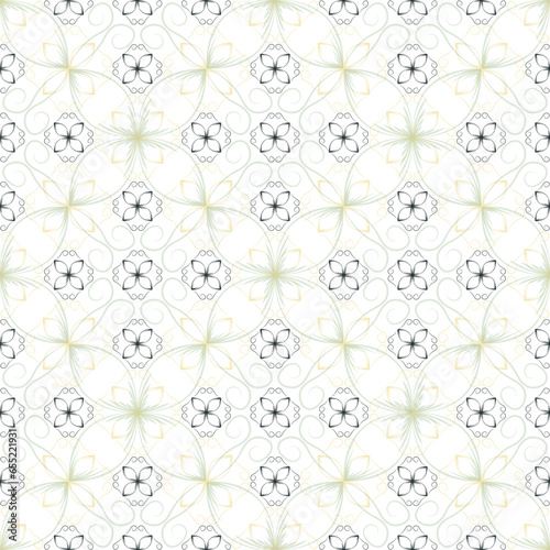 Modern art deco geometric floral vector seamless pattern. Fabric print design.