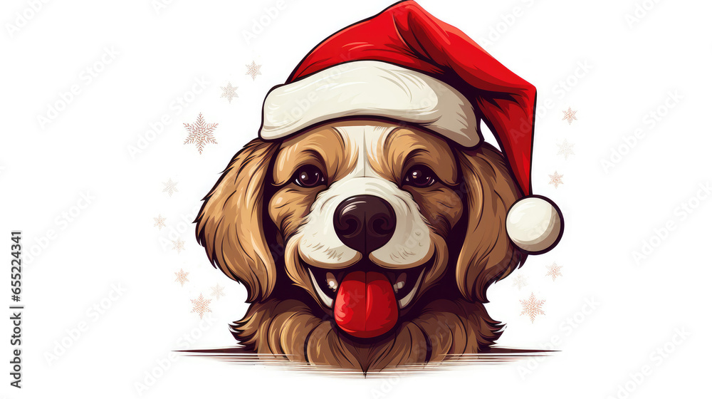 Christmas, New Year, dog, cat, red hat, Santa from AI