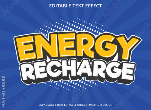 energy recharge editable text effect template use for business logo and brand