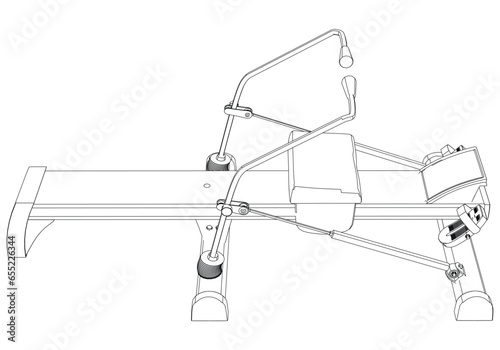 Leg Exercise Equipment. Fitness, cardio, and muscle building machines, equipments set at gym. Workout and training concept. Vector illustration.