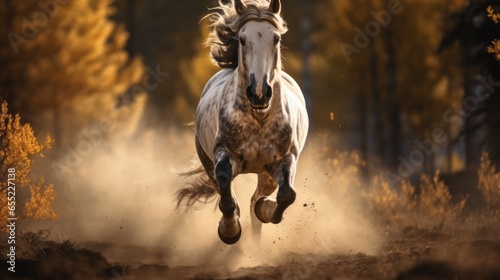 galoping horse in beautiful light photo