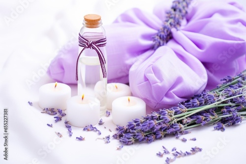 lavender sachets near a white pillow