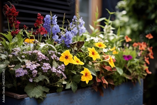 flowers of different species growing together in a planter box © Alfazet Chronicles