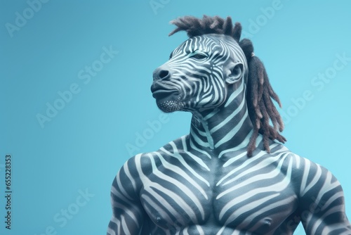 Zebra bodybuilder. AI generative art
