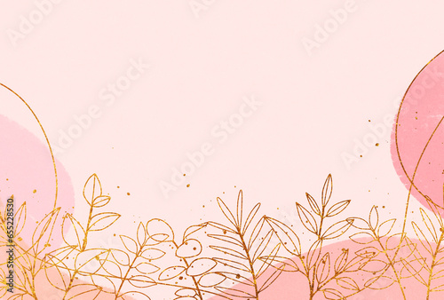 背景素材_水彩ボタニカル_ピンク