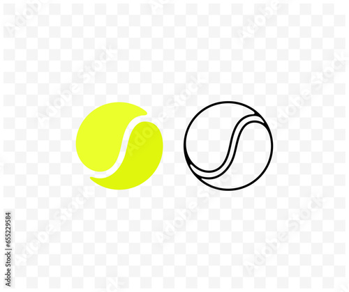 Tennis, tennis ball, sport, colored and linear graphic design. Game, tennis court, play, leisure and recreation, vector design and illustration
