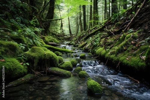 flowing fresh water stream in the forest