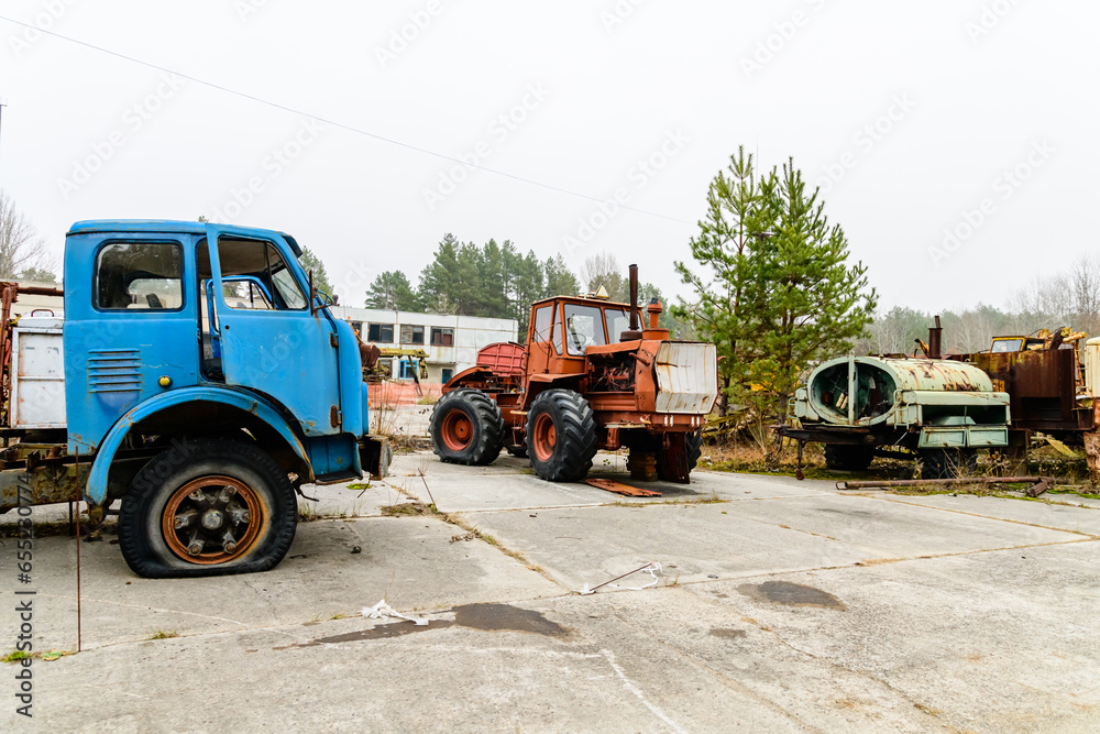 Abandoned equipment and machinery at the Chernobyl exclusion zone, Ukraine
