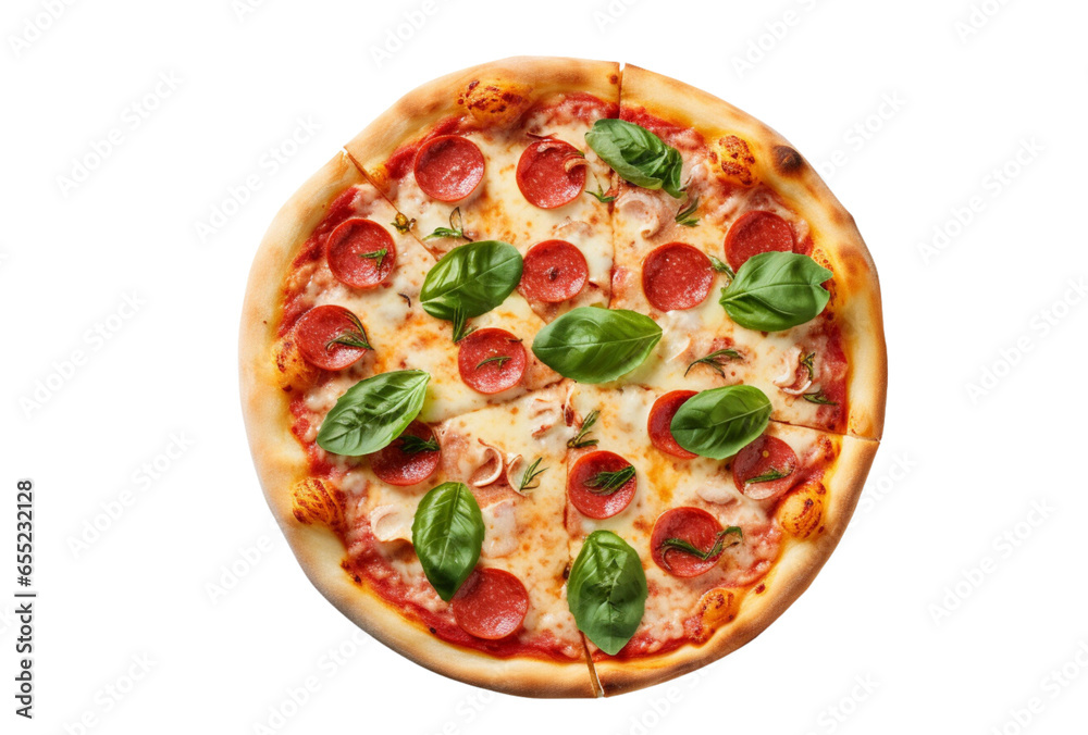Delicious cheese and pepperoni pizza.