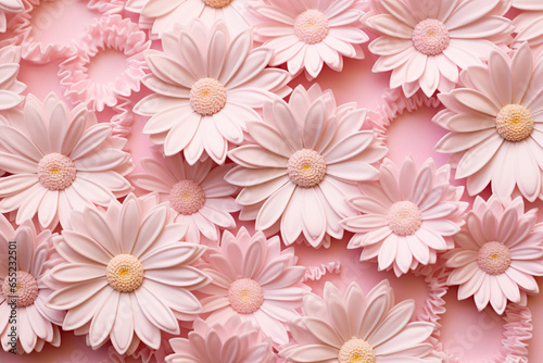 Minimal styled concept. White daisy chamomile flowers on pale pink background. Creative lifestyle  summer  spring concept.