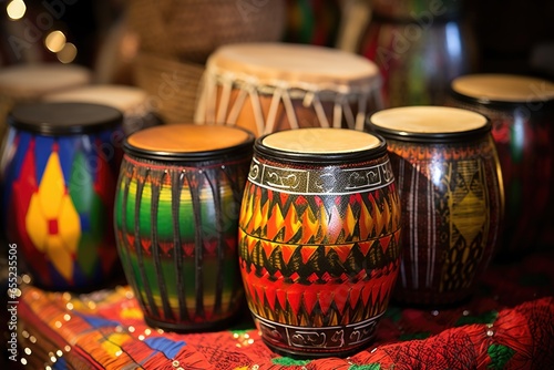 close-up shot of ngoma drums used in kwanzaa dance photo