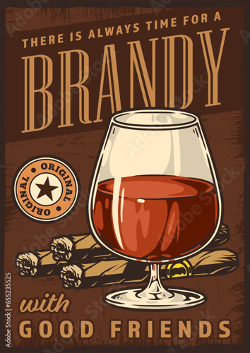 Glass brandy vintage sticker colorful