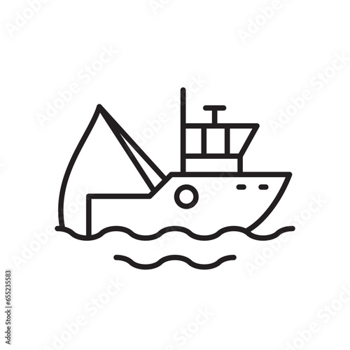 Fishing vessel. Line icon.