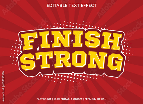 finish strong editable text effect template use for business logo and brand