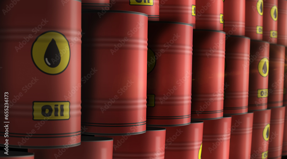Oil crude brent petroleum fuel barrels in row Oil crude brent petroleum fuel barrels in row