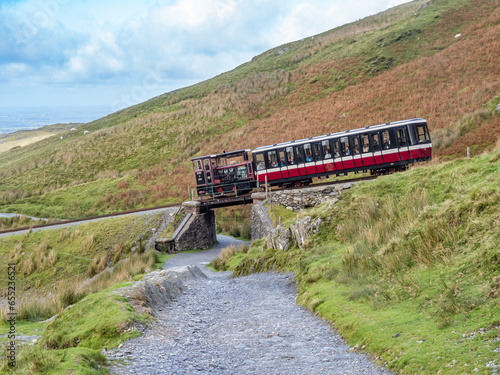 Views around Snowdon with trains running up to the summit photo