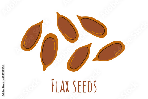 Flax seeds or linseed. Vegan protein food. Cartoon flat illustration isolated on white background. 