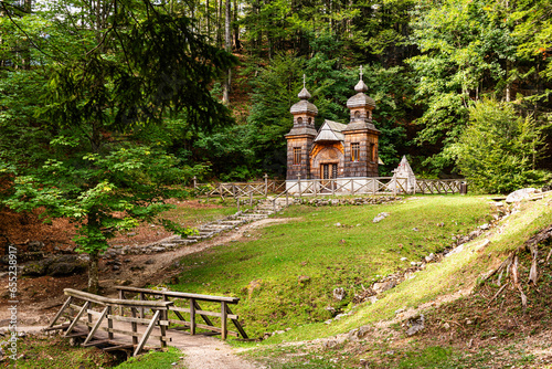 Russian chapel on the Vrsic Pass (Vršič Pass), Kranjska Gora, Slovenia, Europe photo