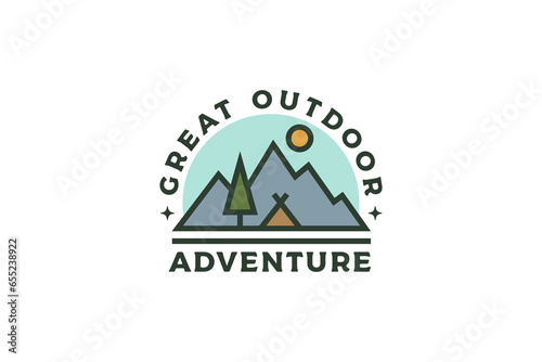 mountain camping park badge emblem modern logo illustration design template