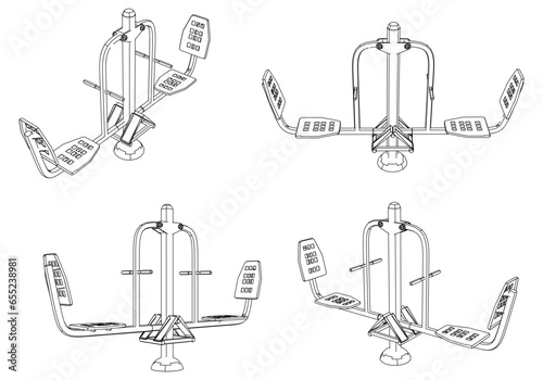 Leg press machine isolated on white background. Fitness, cardio, and muscle building machines. Exercise and gym concept. Vector illustration.