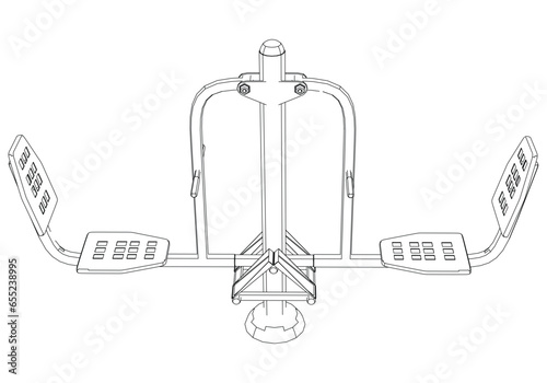 Leg press machine isolated on white background. Fitness, cardio, and muscle building machines. Exercise and gym concept. Vector illustration.