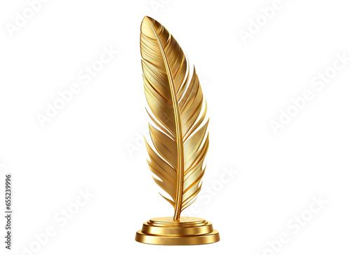 Golden feather award trophy, cut out