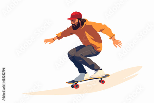 man skateboarding vector flat minimalistic isolated vector style illustration