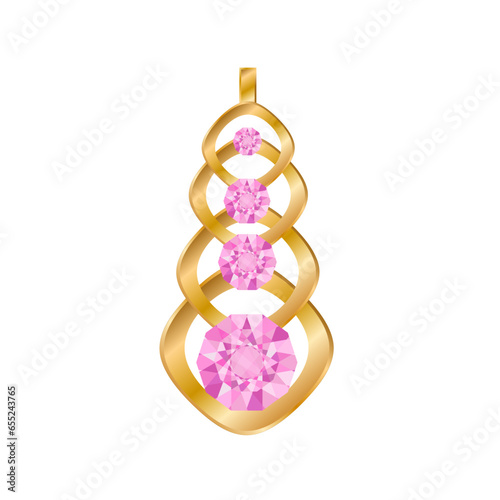 golden earring with diamond gem art design jewelry