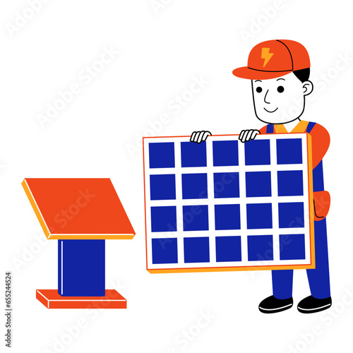  young man electrician vector illustration