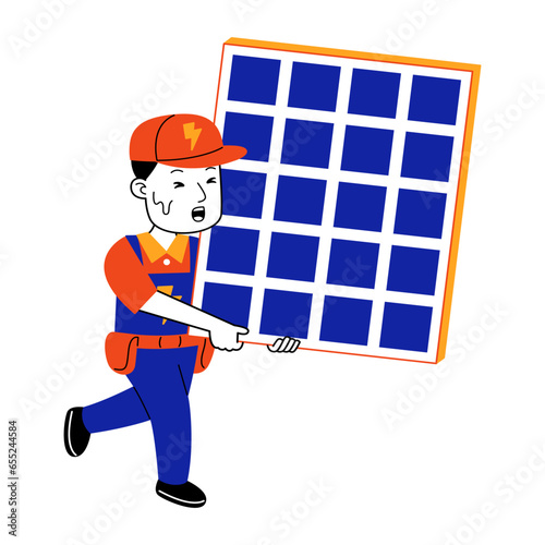  young man electrician vector illustration