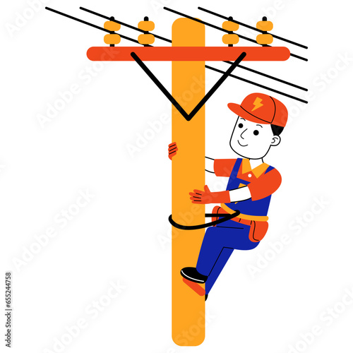  young man electrician vector illustration