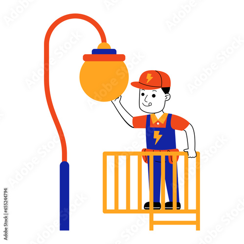  young man electrician vector illustration