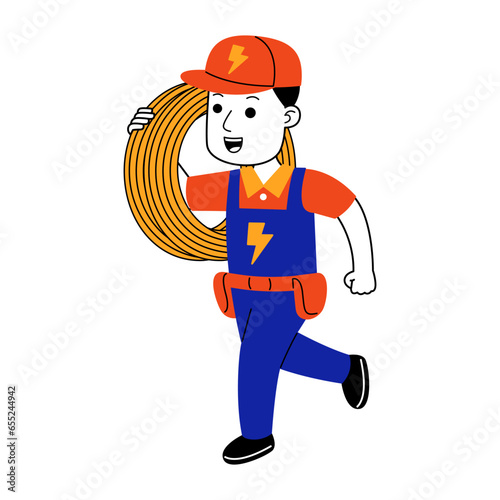  young man electrician vector illustration