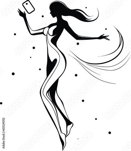 Creative concept of woman body with birds, logo vector. multitask logotypes with flying woman's silhouette.